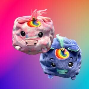 Moosh Moosh Flip-Em 4" Plush Reversible Unicorn Raindrop Squishy Stackable Toy